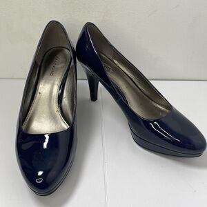 Bandalino Rainaa Navy Blue Stiletto Hidden Platform Slip On Heels